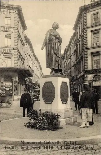 Ak Gabrielle-Petit-Denkmal, Belgische Krankenschwester, Britischer Geheimdienst