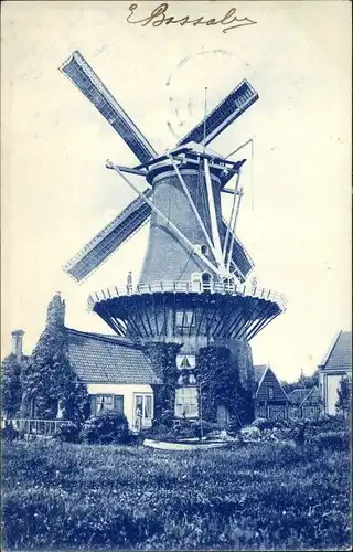 Ak Niederlande, Windmühle, Wohnhäuser