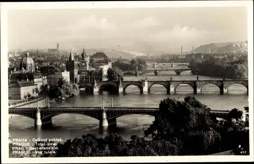 Ak Praha Prag Tschechien, Gesamtansicht, Brücke