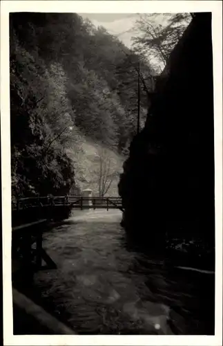 Foto Ak Slowenien, Vintgarklamm, Wasserpartie, Brücke