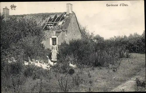 Ak Gand Gent Ostflandern, Gardeuse d'oies