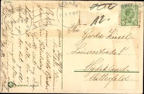 Präge Briefmarken Wappen Ak Dänemark, Dänische Fahne