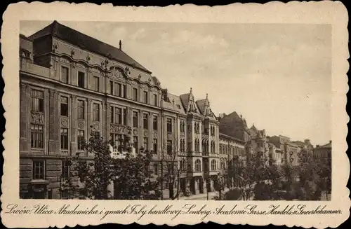 Ak Lwiw Lwów Lemberg Ukraine, Akademie-Platz, Handels- und Gewerbekammer