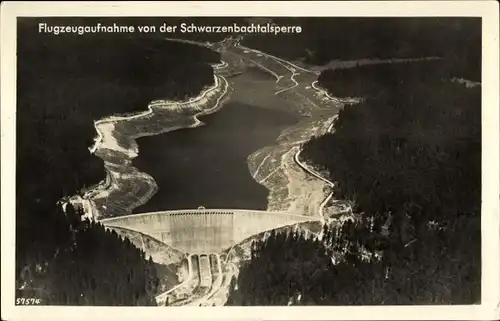 Ak Forbach im Murgtal Schwarzwald Baden, Schwarzenbachtalsperre, Fliegeraufnahme