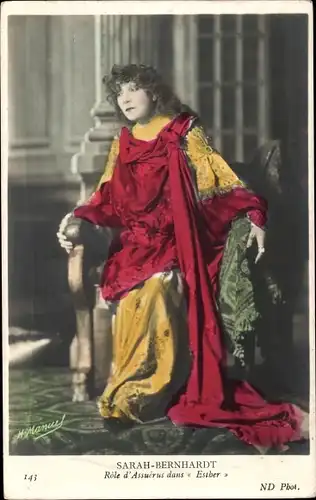 Ak Schauspielerin Sarah Bernhardt, Role d'Assuerus dans Esther