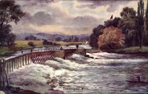 Künstler Ak Teddington London England, Weir