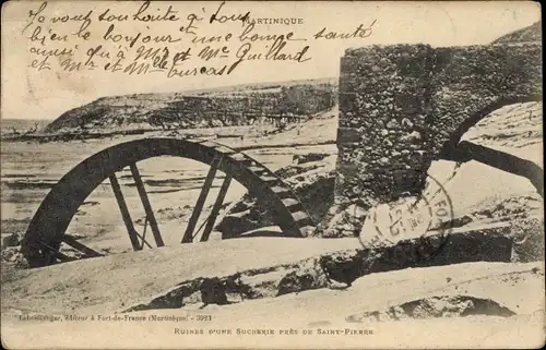 Ak Saint Pierre Martinique, Ruine d'une Sucrerie