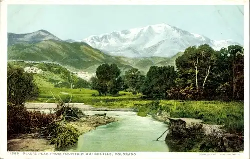 Ak Colorado USA, Pikes Peak von Fountain Qui Buille