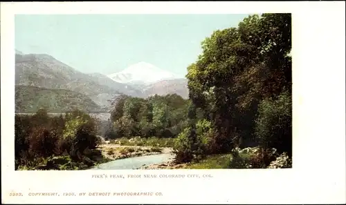 Ak Colorado USA, Pikes Peak aus der Nähe von Colorado City