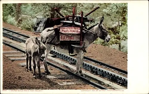 Ak Colorado USA, ich habe beim Bau der Pikes Peak Railway geholfen