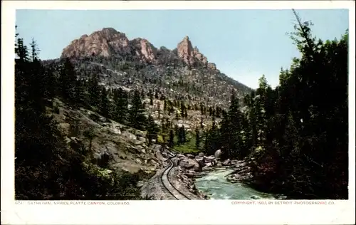 Ak Colorado USA, Kathedralentürme, Platte Canyon