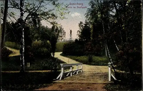 Ak Tschernjachowsk Insterburg Ostpreußen, Stadtpark, Denkmal