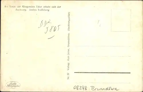 Ak Brunndöbra Klingenthal im Vogtland, Panorama, Sachsenberg Georgenthal, Aschberg