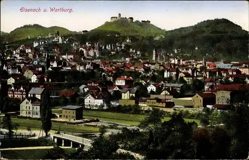 Ak Lutherstadt Eisenach in Thüringen, Panorama, Wartburg