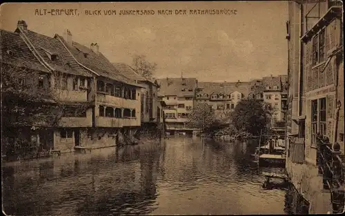 Ak Erfurt in Thüringen, Blick vom Junkersand nach der Rathausbrücke
