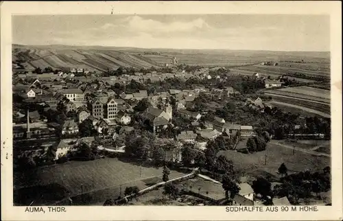 Ak Auma in Thüringen, Panorama Südhälfte, Fliegeraufnahme