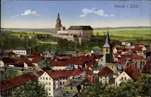 Ak Weida in Thüringen, Schloss, Kirche, Stadtansicht