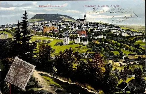 Ak Annaberg Buchholz Erzgebirge, Panorama, Pöhlberg