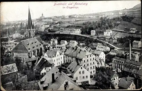 Ak Annaberg Buchholz Erzgebirge, Gesamtansicht, Kirche