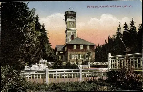Ak Annaberg Buchholz Erzgebirge, Pöhlberg Unterkunftshaus, Aussichtsturm