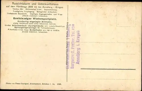 Ak Annaberg Buchholz Erzgebirge, Pöhlberg Unterkunftshaus, Aussichtsturm