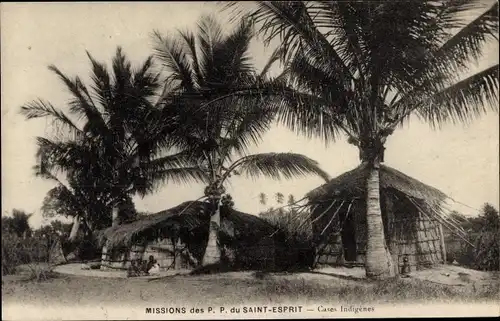 Ak Afrikanische Mission, Dorf, Hütten unter Palmen