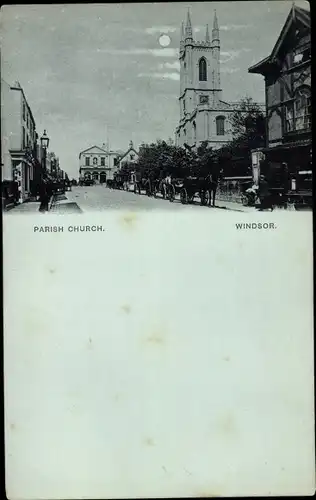 Mondschein Ak Windsor Berkshire England, Pfarrkirche