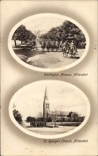 Ak Aldershot Hampshire England, Wellington Avenue, Kirche St. George