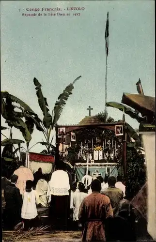 Ak Linzolo Französisch Kongo, Fete Dieu 1927, Altarbild