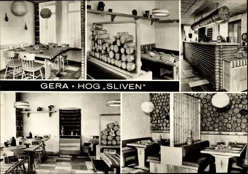 Ak Gera in Thüringen, HO Gaststätte Sliven, Innenansicht, Am Kornmarkt