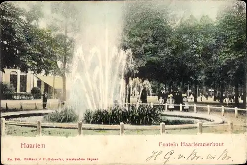 Ak Haarlem Nordholland Niederlande, Fontein Haarlemmerhout