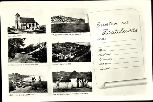 Ak Zoutelande Veere Zeeland Niederlande, Kirche, Dorf, Badestrand, Tracht