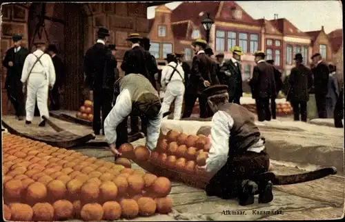 Ak Alkmaar Nordholland Niederlande, Kaasmarkt, Käsemarkt, Nenke und Ostermaier 174 a 3069