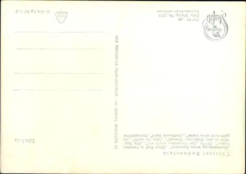 Ak Schauspielerin Christel Bodenstein, Portrait, Beschreibung eines Sommers, DEFA, Autogramm