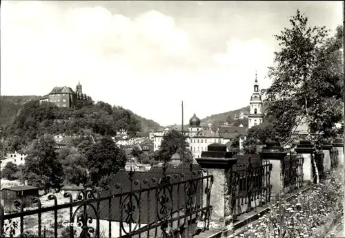 Ak Greiz im Vogtland, Ortsansicht mit Burg und Kirche