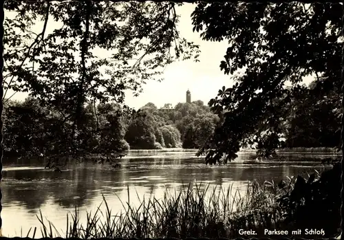 Ak Greiz im Vogtland, Parksee, Oberes Schloss