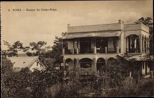 Ak Boma Congo Belge DR Kongo Zaire, Bank von Belgisch Kongo