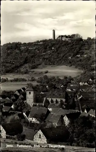 Ak Jena in Thüringen, Fuchsturm, Blick von Ziegenhain, Kirche
