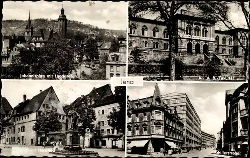 Ak Jena in Thüringen, Johannisplatz mit Landgräfen, A.-u. B.-Fakultät, Markt mit Hanfried