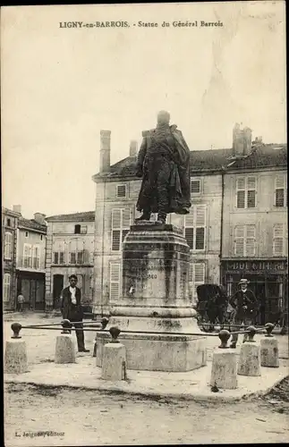 Ak Ligny en Barrois Meuse, Statue von General Barrois