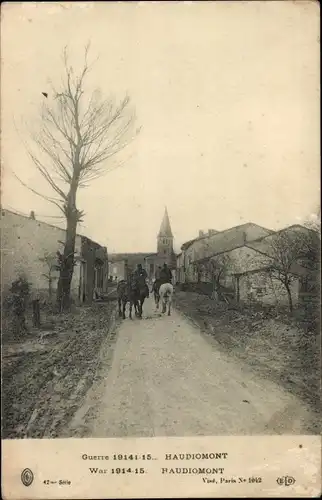 Ak Haudiomont Meuse, Eine Straße, Krieg 1914-1915