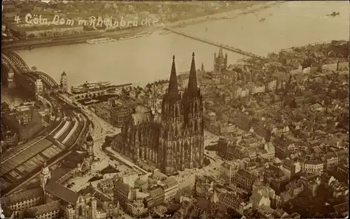 Ak Köln am Rhein, Dom mit Rheinbrücke