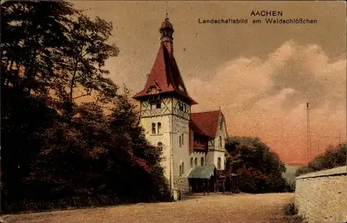 Ak Aachen in Nordrhein Westfalen, Landschaftsbild am Waldschlösschen