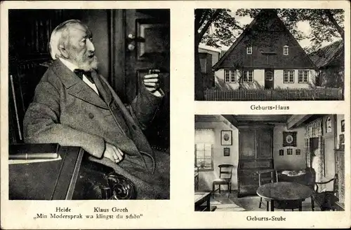 Ak Heide in Holstein, Klaus Groth, Geburtshaus, Stube