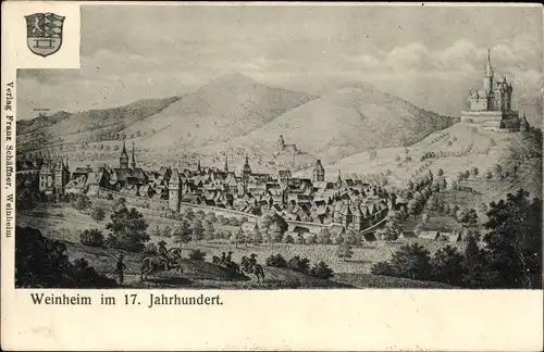 Ak Weinheim an der Bergstraße Baden, Ort im 17. Jahrhundert