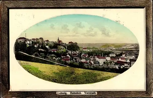 Präge Passepartout Ak Leisnig in Sachsen, Totale, Bahnhof