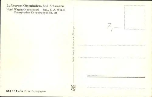 Ak Ottenhöfen im Schwarzwald, Hotel Wagen