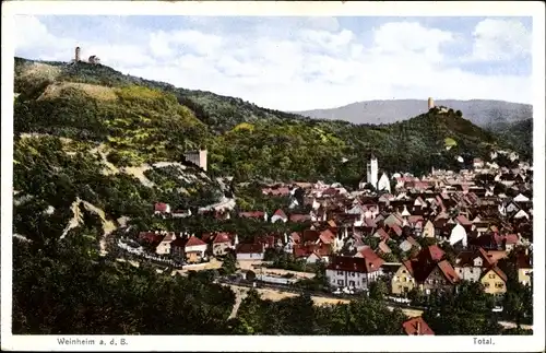 Ak Weinheim an der Bergstraße Baden, Totalansicht, Restauration Jakob Grasmück