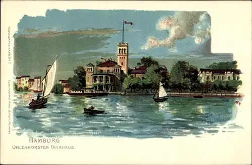 Künstler Litho Hamburg Nord Uhlenhorst, Uhlenhorster Fährhaus