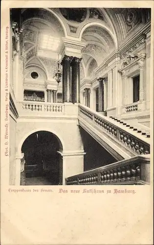 Ak Hamburg, neues Rathaus, Treppenhaus des Senats